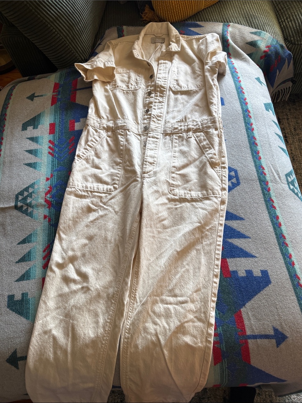 Everlane Men's Cream Utility Cargo Jumpsuit Pants